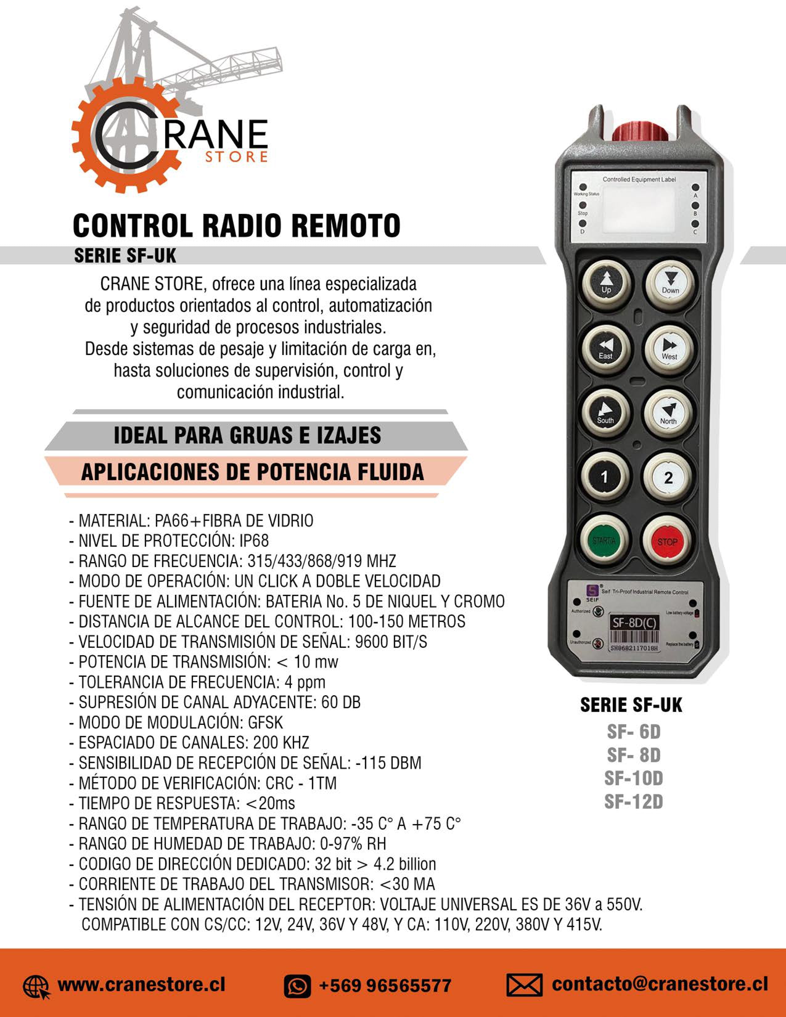 Control Remoto Inalámbrico para Puente Grúa Industrial - Radio Control