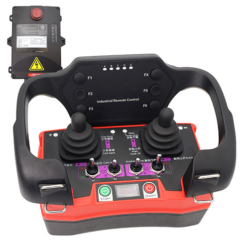 Transmisor joystick industrial con controles de 4 velocidades para puentes grúa
